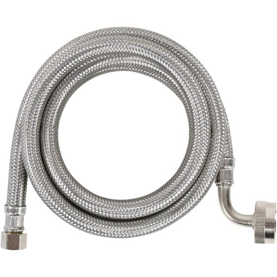 Certified Appliance Accessories Dishwasher Hose with 90 degree FGH Elbow, Water Supply Line, 6 Feet, Premium Braided Stainless Steel with PVC Core, silver/pewter, DW72SSL