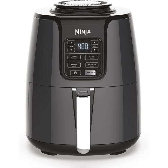 Ninja AF101 Air Fryer that Crisps, Roasts, Reheats, & Dehydrates, for Quick, Easy Meals, 4 Quart Capacity, & High Gloss Finish, Black/Grey