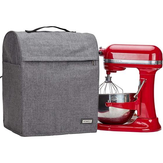 HOMEST Stand Mixer Cover Compatible with KitchenAid Bowl Lift 5-8 Quart，Dust Cover with Zipper Pocket for Accessories, Grey (Patent Design)