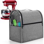 Luxja Dust Cover for 6-8 Quart KitchenAid Mixers (with Clear Side Zipper Pockets), Dust Cover with Top Handle for 6-8 Quart Stand Mixers and Extra Accessories, Gray