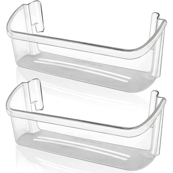 2 Pack 240323002 Refrigerator Door Bin Shelf Compatible with Frigidaire or Electrolux, Bottom 2 Shelves, Clear, Double Unit, Replaces PS429725, AH429725, AP2115742