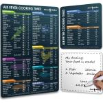 Mount Walker Air Fryer Magnetic Cheat Sheet Set (1 Set of 3 Pcs) - Air Fryer Accessories Recipe Cards, Air Fryer Cookbook with Cook Time, Kitchen Accessories with Dry Erase Fridge Whiteboard, Black