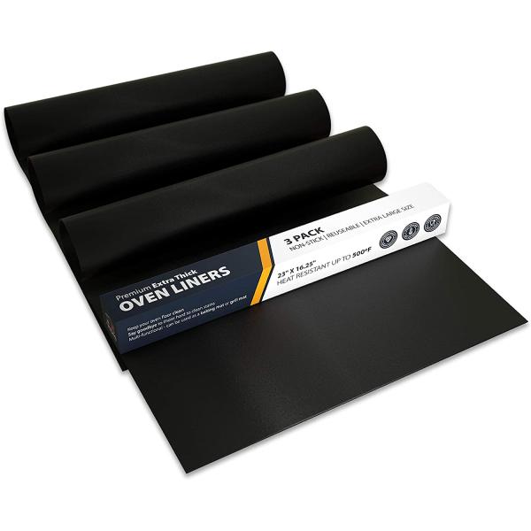 Oven Liners for Bottom of Oven - 3 Pack Large Heavy Duty Mats, 16.25”x23” Non-Stick Reusable Liner for Electric, Gas, Toaster Ovens, Grills - BPA & PFOA Free Kitchen Accessory to Keep Your Oven Clean