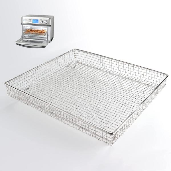 Air Fryer Basket, Replacement Accessories for Cuisinart TOA-95 Digital AirFryer Toaster Oven, 304 Food-Grade Stainless Steel Wire Rack, Larger Non-stick Crisping Basket for Cooking Baking and Cooling