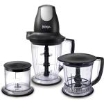 Ninja QB1004 Blender/Food Processor with 450-Watt Base, 48oz Pitcher, 16oz Chopper Bowl, and 40oz Processor Bowl for Shakes, Smoothies, and Meal Prep,Black