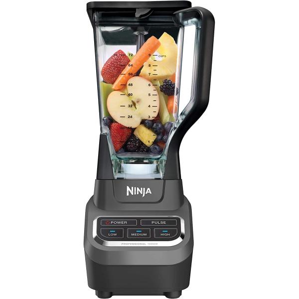Ninja BL610 Professional 72 Oz Countertop Blender with 1000-Watt Base and Total Crushing Technology for Smoothies, Ice and Frozen Fruit, Black, 9.5 in L x 7.5 in W x 17 in H
