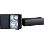 YAMAHA NS-6490 3-Way Bookshelf Speakers Finish (Pair) Black Bundle NS-C210BL Center Channel Speaker, Black
