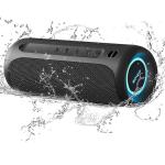 Portable Speaker, Wireless Bluetooth Speaker, IPX7 Waterproof, 25W Loud Stereo Sound, Bassboom Technology, TWS Pairing, Built-in Mic, 16H Playtime with Lights for Home Outdoor - Black