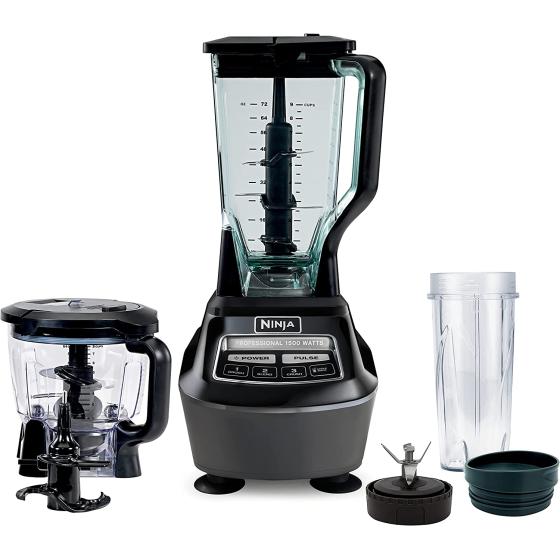 Ninja BL770AMZ Mega Kitchen System, 72 oz. Pitcher, 8-Cup Food Processor, 16 oz. Single Serve Cup, 1500-Watt, Black