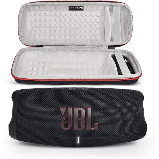 JBL Charge 5 Portable Waterproof Wireless Bluetooth Speaker Bundle with Boomph Portable Hard Carrying Protective Case - Black