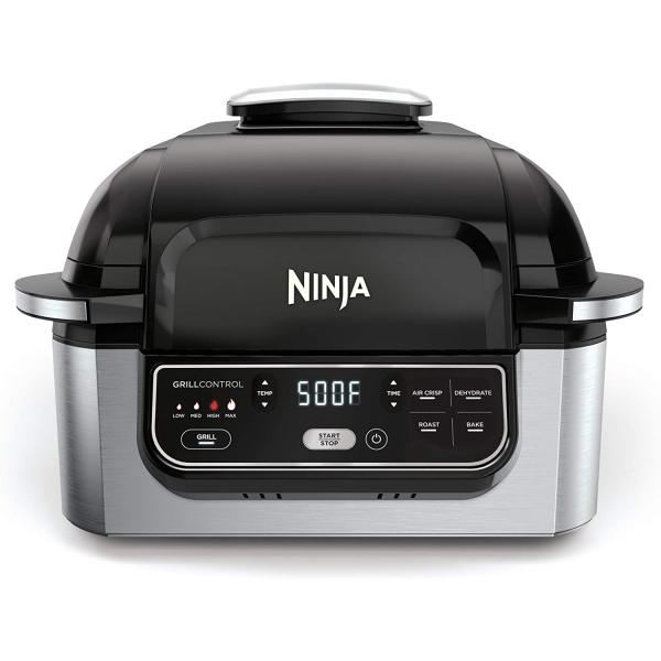 Ninja AG301 Foodi 5-in-1 Indoor Grill with Air Fry, Roast, Bake & Dehydrate, Black/Silver