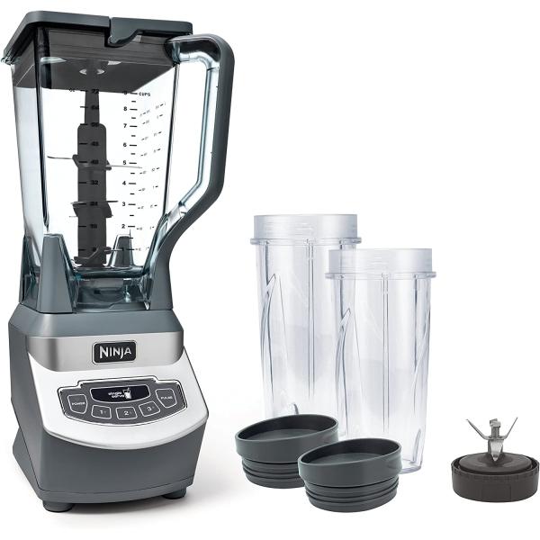 Ninja BL660 Professional Compact Smoothie & Food Processing Blender, 1100-Watts, 3 Functions -for Frozen Drinks, Smoothies, Sauces, & More, 72-oz.* Pitcher, (2) 16-oz. To-Go Cups & Spout Lids, Gray