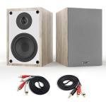 BESTISAN Bookshelf Speakers, Powered Bluetooth Bookshelf Speakers, RCA Input, Wireless Studio Monitors, 4 Inch Near Field Speaker - 50W RMS - Wood Grain 2.0 Stereo Active Near Field Monitor