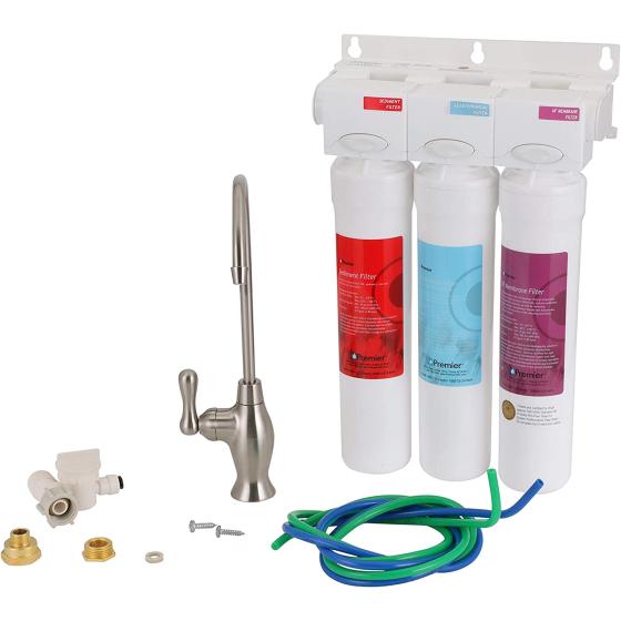 Watts Premier WP531130 Pure UF-3 Three-Stage Water Filtration System with Top Mount Twist Faucet, Brushed Nickel