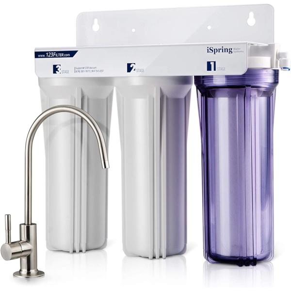 iSpring US31 Classic 3-Stage Under Sink Water Filtration System for Drinking, Tankless, High Capacity, Sediment + Carbon + Carbon (Newest Version)