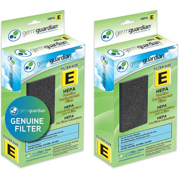 Guardian Technologies FLT41002PK FLT4100 HEPA Replacement Filter E for AC4100, AC4100CA AC4150BL, AC4150PCA, 2 pack, Black Air Purifier