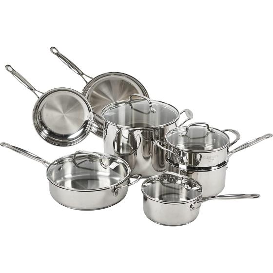 Cuisinart 77-11G Stainless Steel 11-Piece Set Chef's-Classic-Stainless-Cookware-Collection