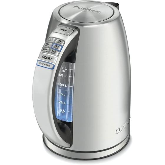 Cuisinart Electric Kettle, 1.7-Liter Capacity, Cordless 1500-Watts for Fast Heat Up, Stay Cool Non-Slip Handle, Stainless Steel, CPK-17P1