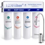 iSpring CU-A4 0.01μm Ultra-Filtration Under Sink Water Filter System, Tankless 4-Stage High Capacity, Remove 99.99% Contaminants, Quick Filter Change with Chrome Faucet, White