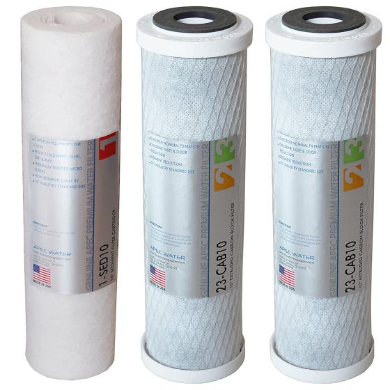 APEC Water Systems Filter-Set US Made Double Capacity Replacement Stage 1-3 for Ultimate Series Reverse Osmosis System, Standard , White