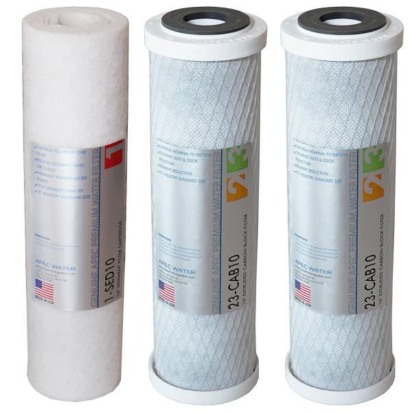 APEC Water Systems Filter-Set US Made Double Capacity Replacement Stage 1-3 for Ultimate Series Reverse Osmosis System, Standard , White