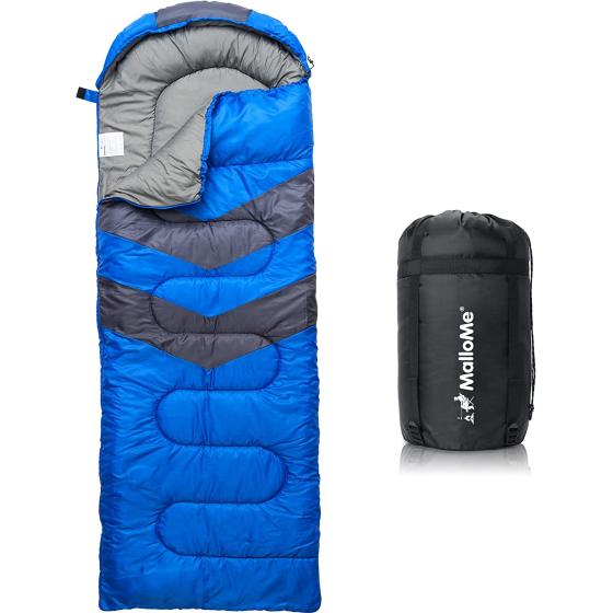 MalloMe Sleeping Bags for Adults Cold Weather & Warm - Backpacking Camping Sleeping Bag for Kids 10-12, Girls, Boys - Lightweight Compact Camping Gear Essentials Summer Winter Hiking Sleep Accessories
