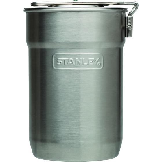 Stanley Adventure Camp Cook Set - 24oz Kettle with 2 Ceramic Cups - Stainless Steel Camping Cookware with Vented Lids & Foldable + Locking Handle - Lightweight Cook Pot for Backpacking/Hiking/Camping