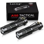 LETMY Tactical Flashlight, Super Bright LED Mini Flashlights with Belt Clip, Zoomable, 3 Modes, Waterproof - Best EDC Flashlight for Gift, Hiking, Camping, Hurricane & Power Outage (2 Pack)