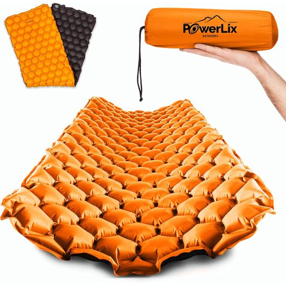 POWERLIX Sleeping Pad – Ultralight Inflatable Sleeping Mat, Ultimate for Camping, Backpacking, Hiking – Airpad, Inflating Bag, Carry Bag, Repair Kit – Compact & Lightweight Air Mattress
