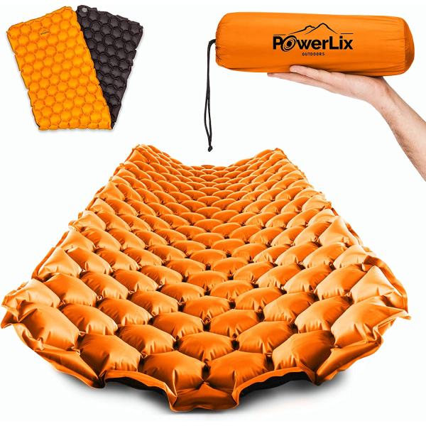 POWERLIX Sleeping Pad – Ultralight Inflatable Sleeping Mat, Ultimate for Camping, Backpacking, Hiking – Airpad, Inflating Bag, Carry Bag, Repair Kit – Compact & Lightweight Air Mattress