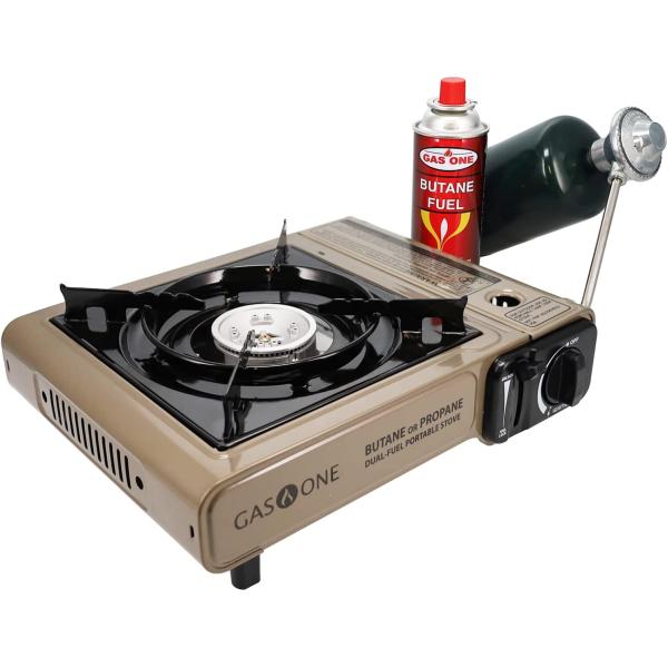 Gas One GS-3400P Propane or Butane Stove Dual Fuel Stove Portable Camping Stove - Patent Pending - with Carrying Case Great for Emergency Preparedness Kit