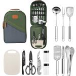 Extremus Camp Kitchen Cooking Utensil Set 13/27 Pcs Cookware Kit - Portable Outdoor Cooking and Grilling Utensil Organizer Travel Set for Backpacking BBQ Camping Travel，Camping Accessories