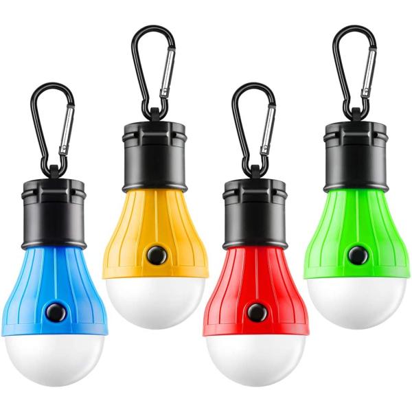FLY2SKY Tent Lamp Portable LED Tent Light 4 Packs Clip Hook Hurricane Emergency Lights LED Camping Light Bulb Camping Tent Lantern Bulb Camping Equipment for Camping Hiking Backpacking Fishing Outage