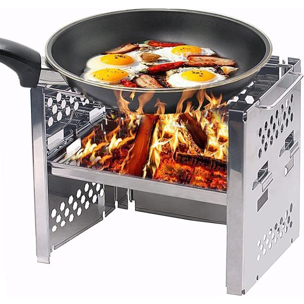 Unigear Wood Burning Camp Stoves Picnic BBQ Cooker/Potable Folding Stainless Steel Backpacking Stove