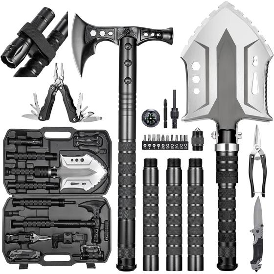 Camping Shovel Axe Outdoor Survival Shovel Set with High Carbon Steel Camping Gear for Men Outdoor Caming Hiking Backpacking Emergency