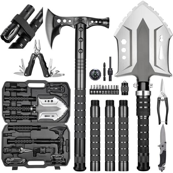 Camping Shovel Axe Outdoor Survival Shovel Set with High Carbon Steel Camping Gear for Men Outdoor Caming Hiking Backpacking Emergency