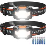 Victoper 2 Pack LED Headlamp, 1100 Lumen Bright Lightweight Head Lamp with 4 Mode, IPX5 Waterproof Head Light with Red Light for Running Fishing Hiking Camping, Outdoor Head Flashlight for Adults Kids
