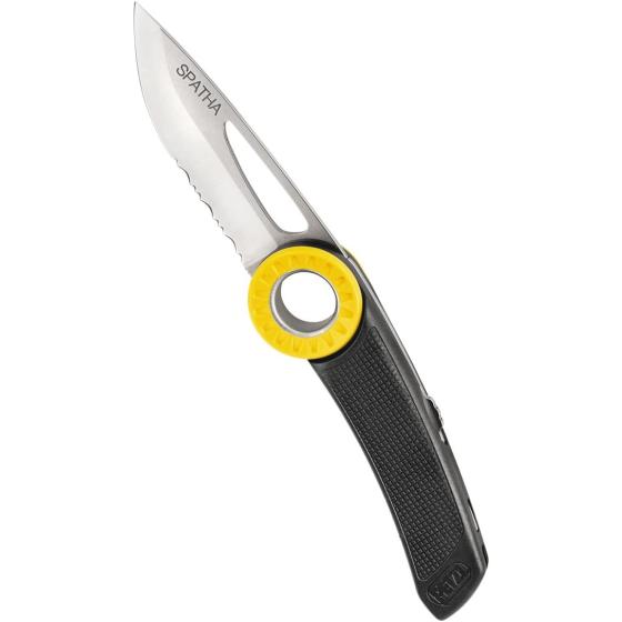 Petzl SPATHA Knife - Folding Knife With Carabiner Hole for Rock Climbing - Black