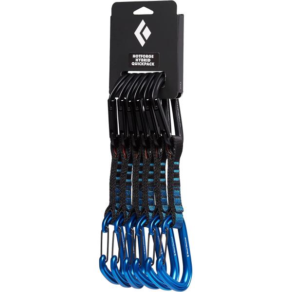 Black Diamond Hotforge Hybrid Draw Carabiner Quickpack 12cm (6 Pack), Hotforge Keylock (top) and Hotwire Wiregate (Bottom)