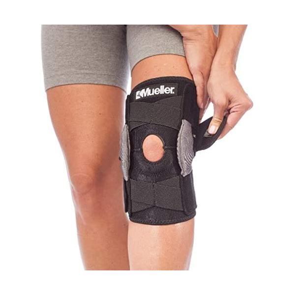 Mueller Sports Medicine Adjustable Hinged Knee Brace, Black/Gray, One Size Fits Most