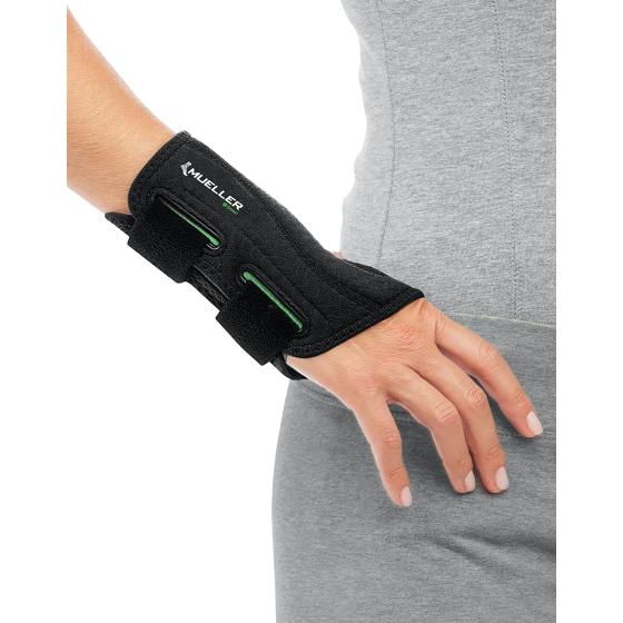 Mueller Sports Medicine Green Fitted Wrist Brace, For Men and Women, Right Hand, Black, Small/Medium