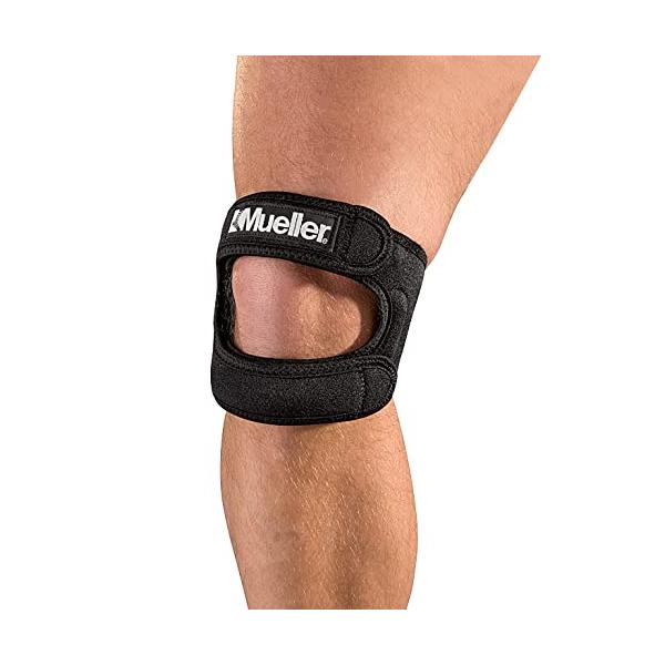 Mueller Sports Medicine Adjustable Max Knee Strap, Patella Tendon Support, for Men and Women, Black, One Size (Pack of 1)