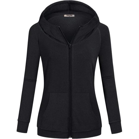 Hibelle Women's Full-Zip Fleece Lined Hoodie Sports Sweatshirts with Handy Pockets & Inside Pocket