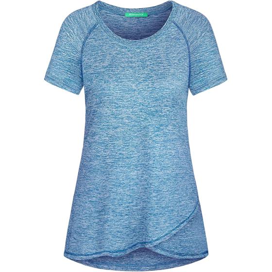 Kimmery Woman Raglan Sleeve Round Neck Irregular Hem Yoga Workout Shirt Sizes M-3XL