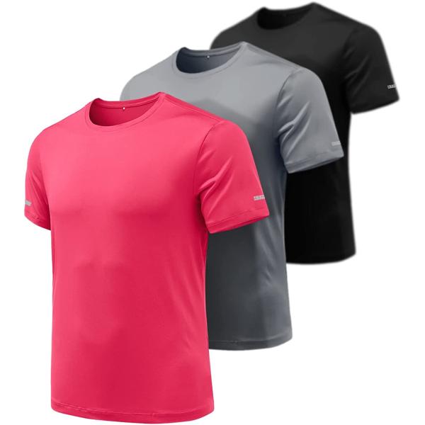 ATHLIO 2 or 3 Pack Men's Workout Running Shirts, Sun Protection Quick Dry Athletic Shirts, Short Sleeve Gym T-Shirts