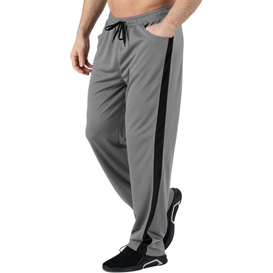 Gopune Men's Jogger Sweatpants Breathable Running Gym Athletic Mesh Pants Open Bottom