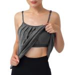 Hibelle Womens Built in Bra Camisole with Adjustable Spaghetti Straps,Pleated Front Flowy Summer Casual Tank Tops