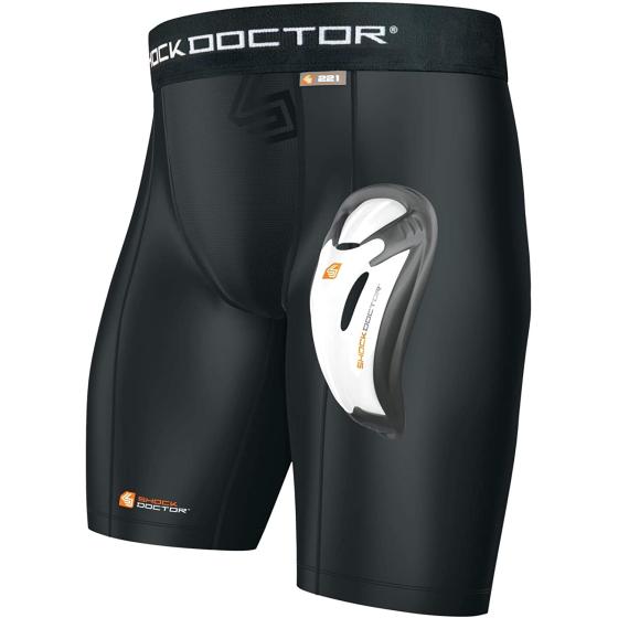 Shock Doctor Compression Shorts with Protective Bio-Flex Cup, Moisture Wicking Vented Protection, Youth & Adult Sizes