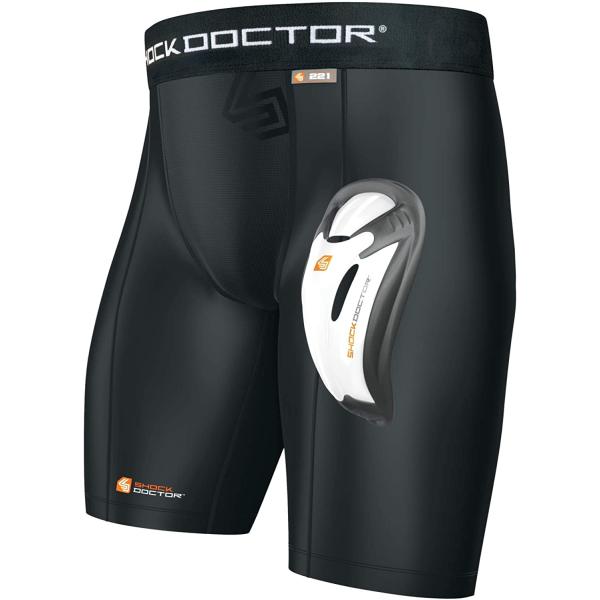 Shock Doctor Compression Shorts with Protective Bio-Flex Cup, Moisture Wicking Vented Protection, Youth & Adult Sizes