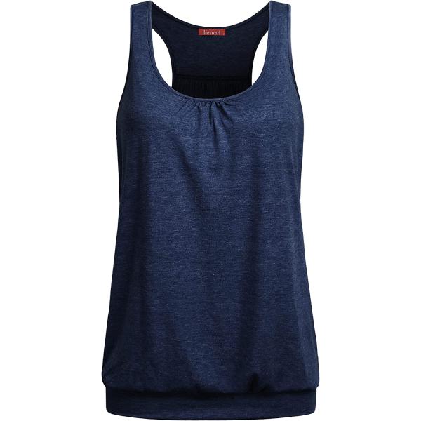 BLEVONH Womens Yoga Shirts Banded Bottom Loose Fit Workout Racerback Tank Tops